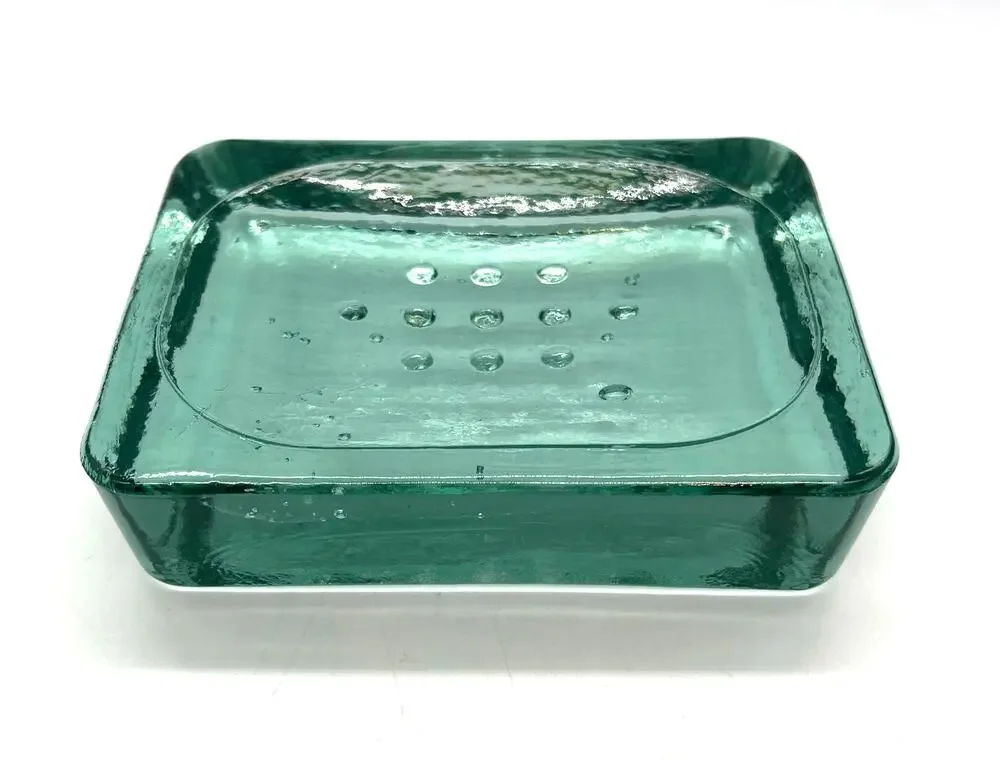 Threshold Recycled Glass Soap Dish Thick Heavy Green Glass